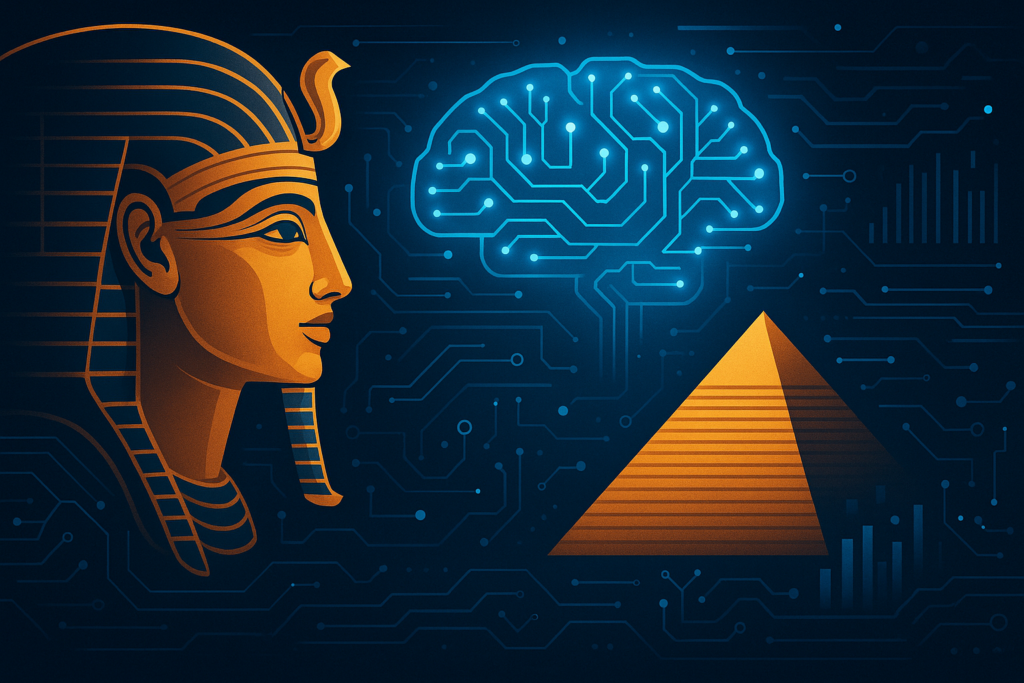 Imagem editorial sobre Avanços do Egito na implementação prática da inteligência artificial em escala produtiva
